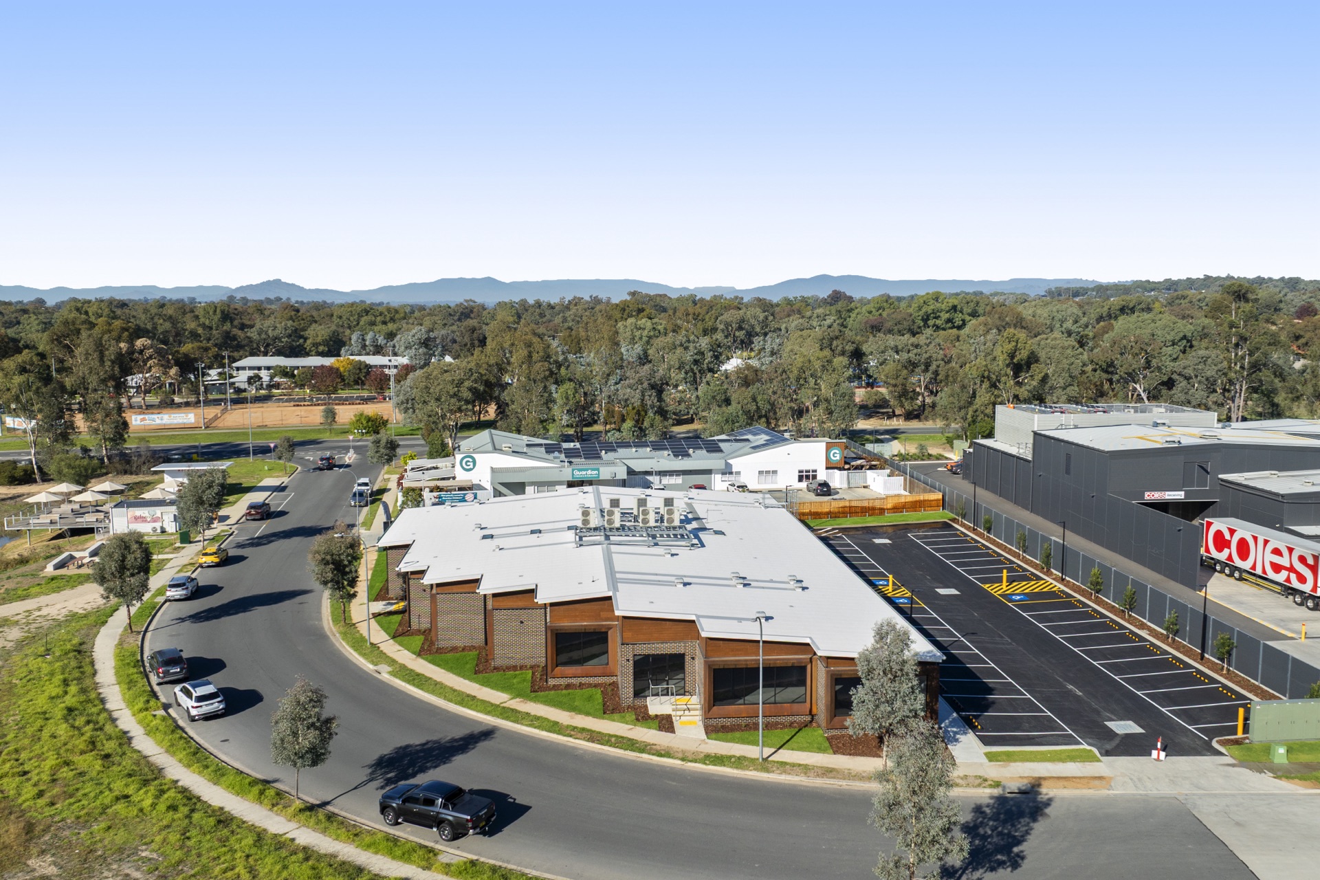 Aerial view showing 52 Diamond Drive, Thurgoona Golf Course and Tennis Courts